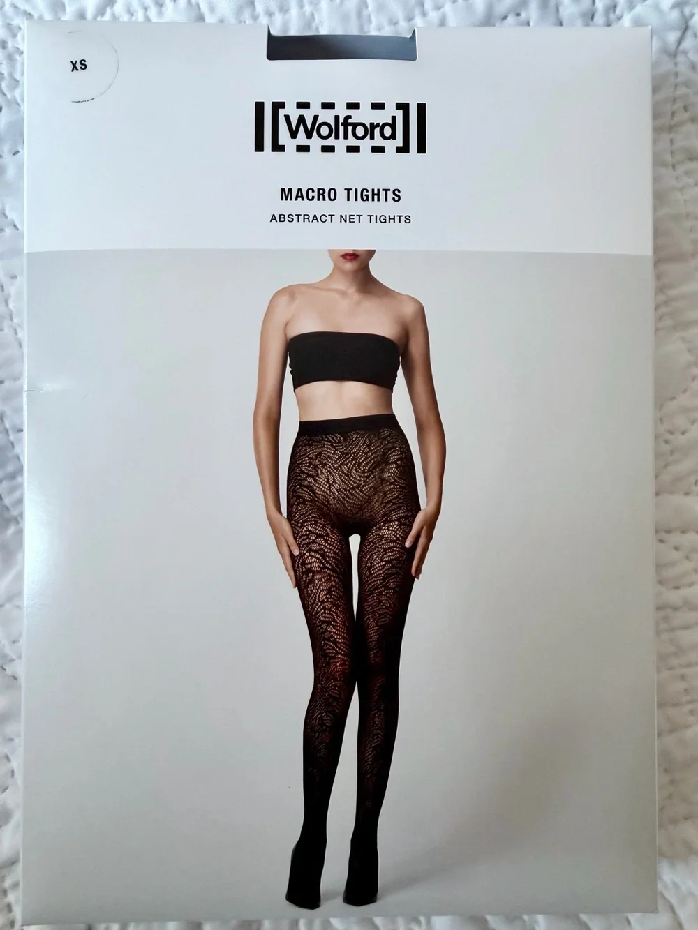 Wolford Macro Net Fishnet Seamless Warp-Knit Tights Black Matte Italy XS